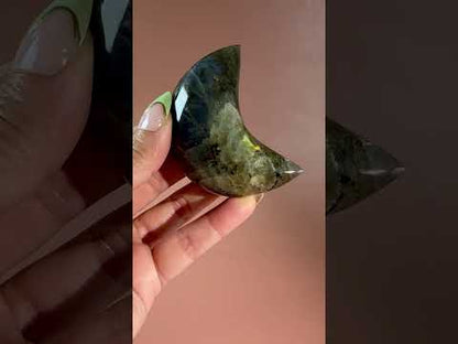 Small Blue Flash Labradorite Crescent Moon – Option C
