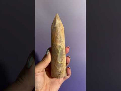 Peach Moonstone Tower – Option C | Collector Crystal, Self-Love & Gentle Transformation