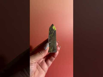 Serpentine with Pyrite Tower (Peru) Option C | Renewal, Confidence & Grounding Crystal