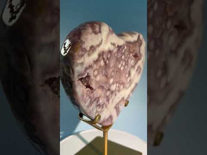 Pink Amethyst Heart on Gold Stand – Option A