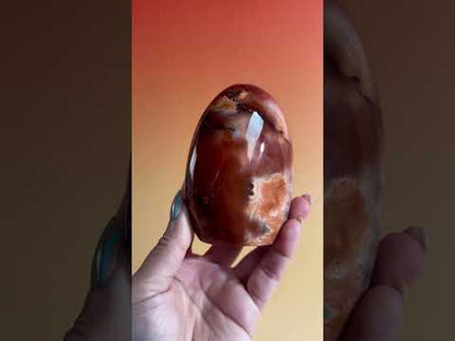 Carnelian Orca Agate Standing Freeform – Option F | Confidence, Creativity & Statement Crystal
