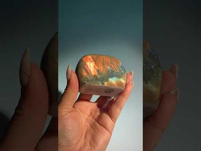 Medium Orange Flash Labradorite Standing Freeform – Option A