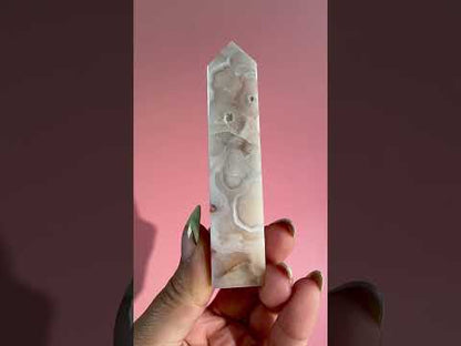 Druzy Flower Agate Obelisk – Option D