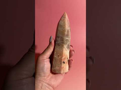 Peach Moonstone Tower – Option D | Intuition, Emotional Balance & Lunar Energy Crystal