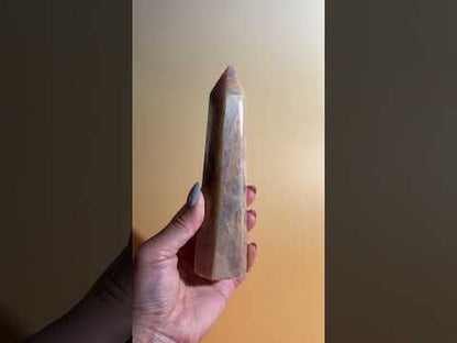 Peach Moonstone Tower – Option E | Collector Crystal, New Beginnings & Inner Peace