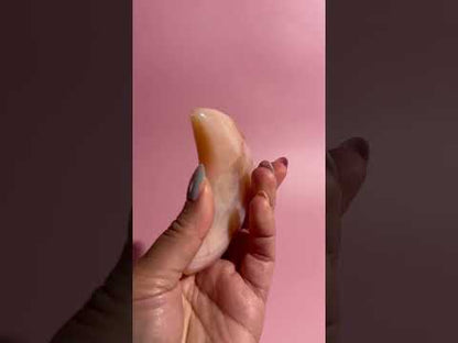 Carnelian Agate Crescent Moon on Black Stand – Option A | Courage, Vitality & Celestial Energy