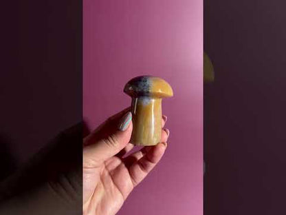 Sea Jasper with Pyrite Inclusion Mushroom – Option I | One-of-a-Kind Polished Crystal Carving
