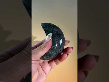 Large Purple Flash Labradorite Crescent Moon – Option C