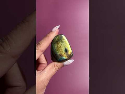 Small Yellow Flash Labradorite Standing  Freeform – Option J