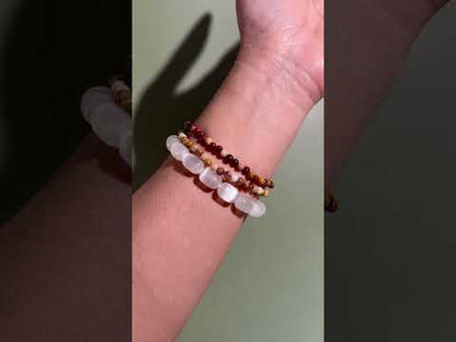 Bracelet Bundle Set: “Golden Prairie" - Satin Spar (Selenite), Yellow Crazy Lace Agate, Mookaite Jasper