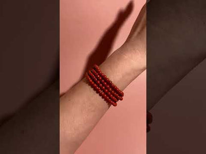 4mm Red Jasper Beaded Bracelet – Grounding Crystal