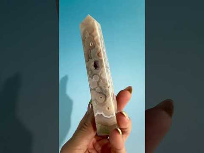 Druzy Flower Agate Obelisk – Option G