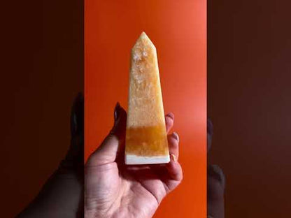 Orange Calcite Tower – Option A | Joy, Creativity & Positive Energy Crystal