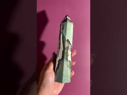 Green Zebra Tower | Growth, Balance & Grounding Crystal Tower
