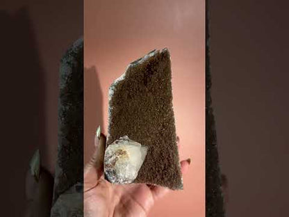 Rainbow Amethyst Cut Base with Calcite