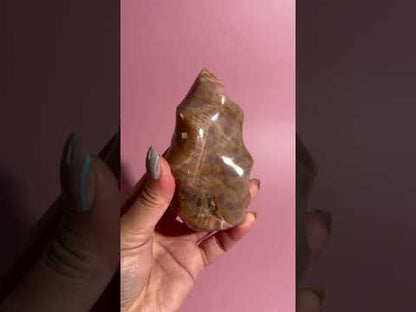 Peach Moonstone Flame – Option C | Collector Crystal, Self-Love & Gentle Transformation