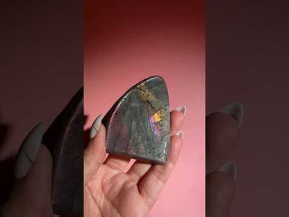 Medium Dual Flash Orange Flash Labradorite Standing Freeform – Option C
