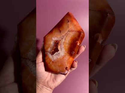 Carnelian Agate Geometric Freeform – Option L | Manifestation, Confidence & Vitality Energy